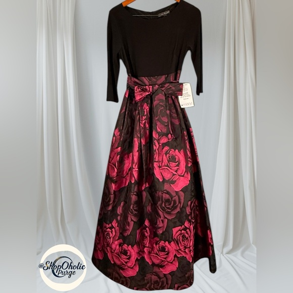 Dress Gown Jessica Howard Wine Rose Ballroom Gown Sz 6 NWT - Picture 1 of 7